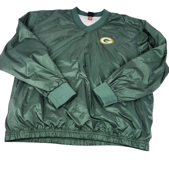 Green Bay Packers Green Windbreaker Jacket Mens XL Lined Pockets - Picture 6 of 11